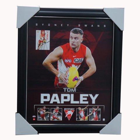 Tom Papley Sydney Swans 2023 Official AFL Sportsprint Framed + Signed Card - 5531