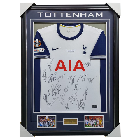 Tottenham Hotspurs 2025 Europa League Champions Team Signed Jersey Framed - 7202