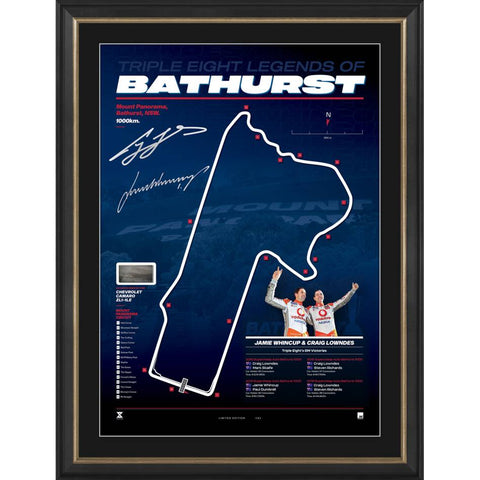 Triple Eight 2025 Bathurst Map Official Signed Lowndes & Whincup Lithograph Framed - 7342