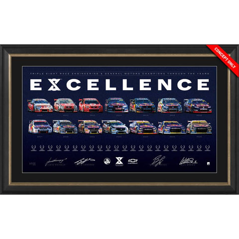 Triple Eight 2025 Excellence Liveries Official Signed Lowndes, Whincup, Brown & Feeney Lithograph Framed - 7343