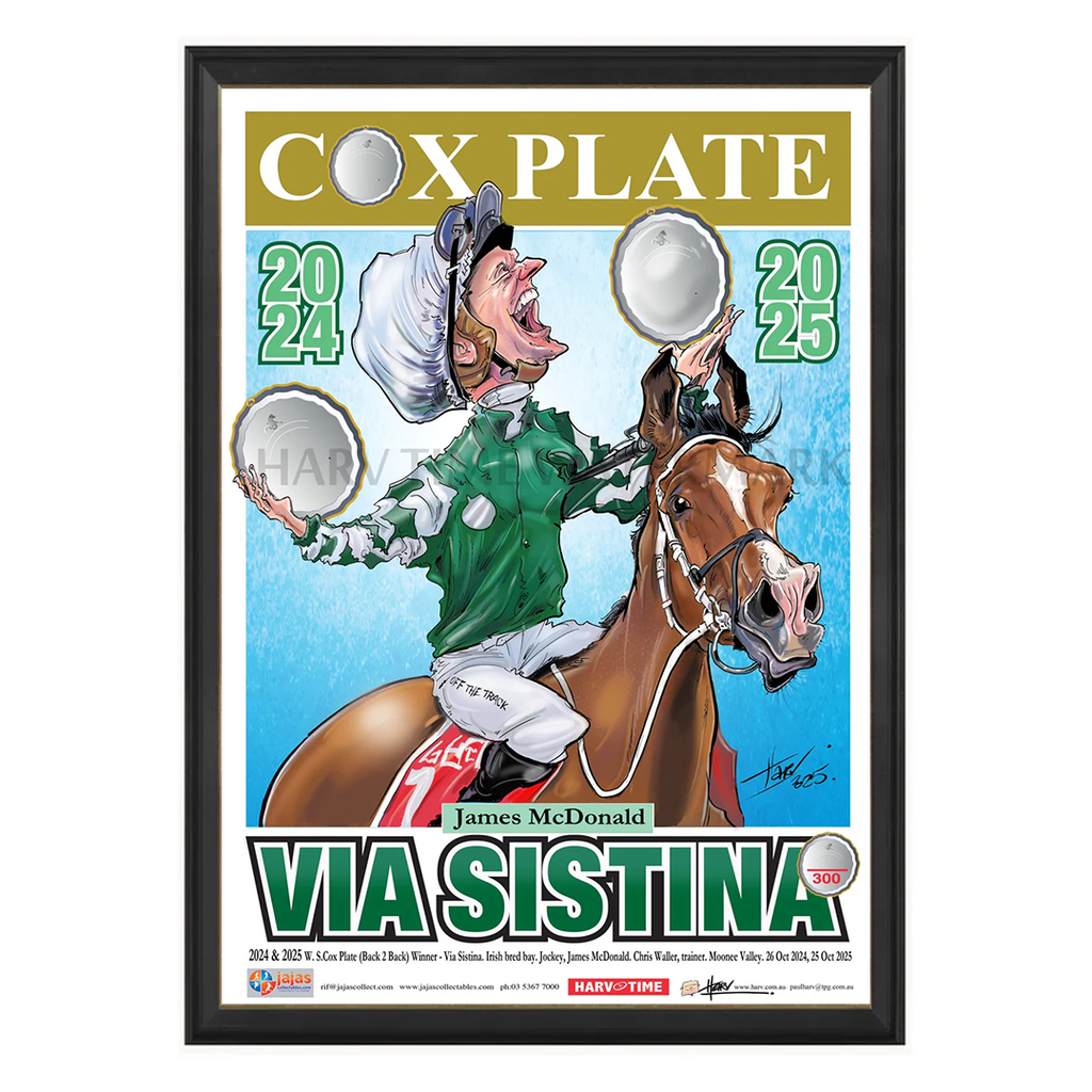 Via Sistina, 2024-2025 Cox Plate Winner, Harv Time Print Framed - 7493