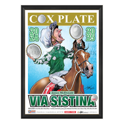 Via Sistina, 2024-2025 Cox Plate Winner, Harv Time Print Framed - 7493