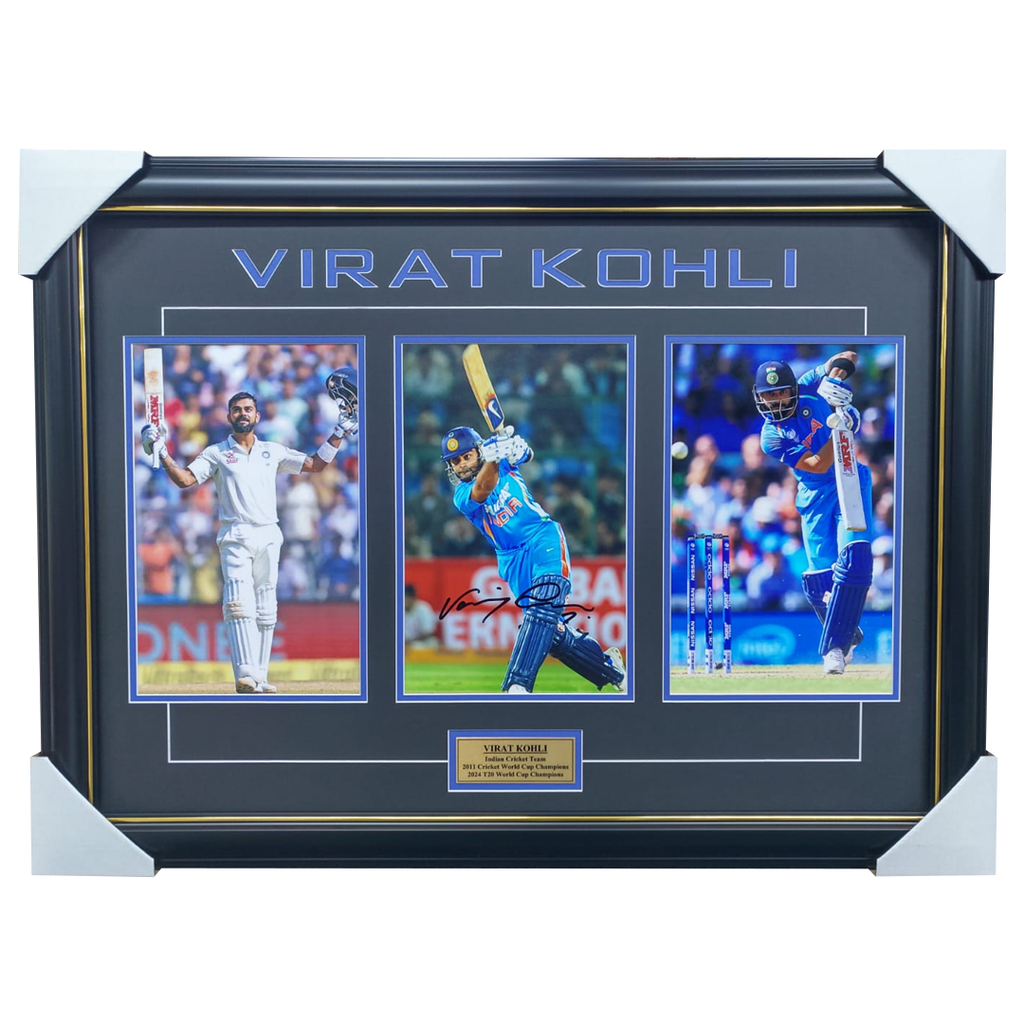Virat Kohli Signed India Cricket Photo Collage Framed - 3986