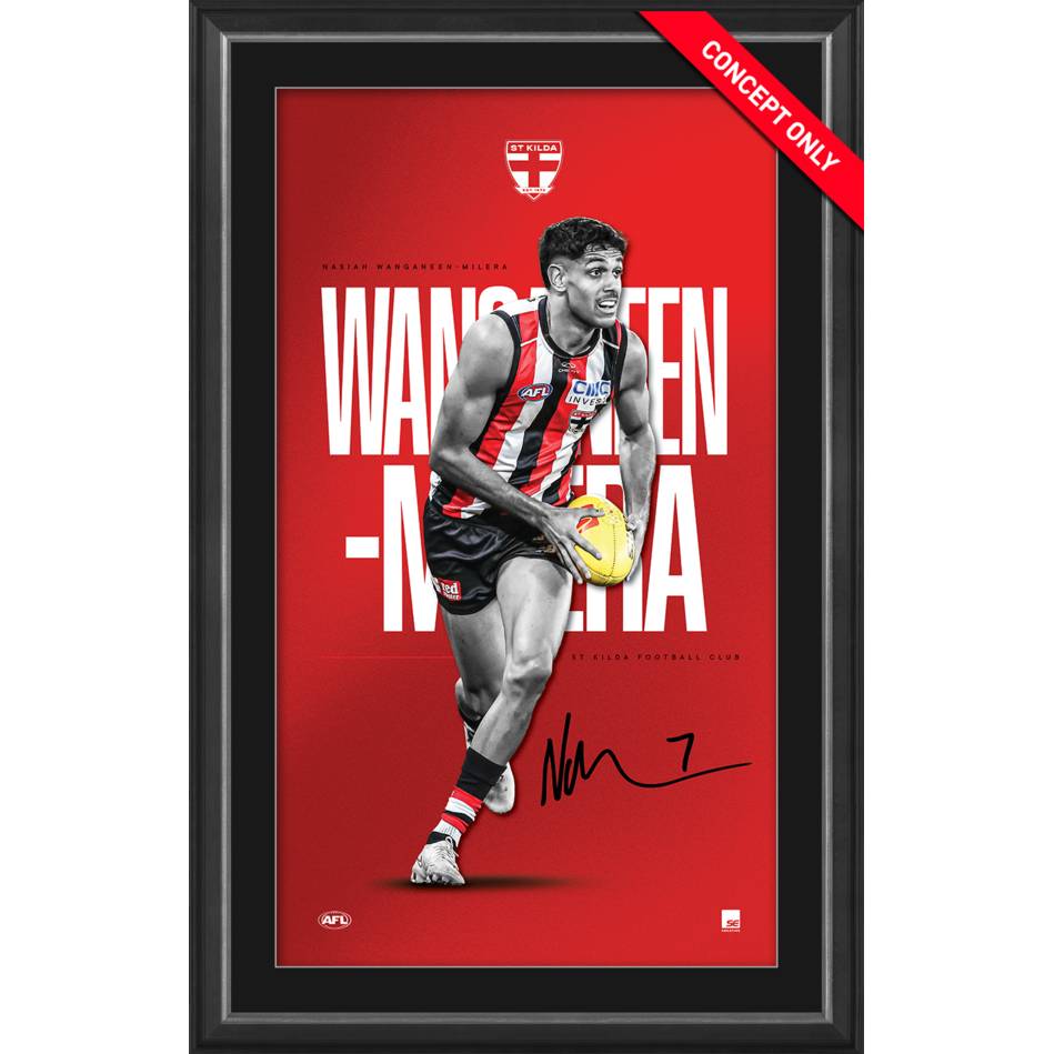 Nasiah Wanganeen-Milera Signed St Kilda Official AFL Vertiramic Print Framed - 7403