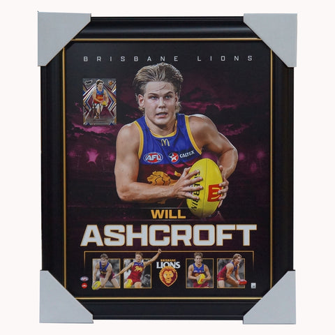 Will Ashcroft Brisbane Lions Official AFL Sportsprint Framed + Signed Card - 5889
