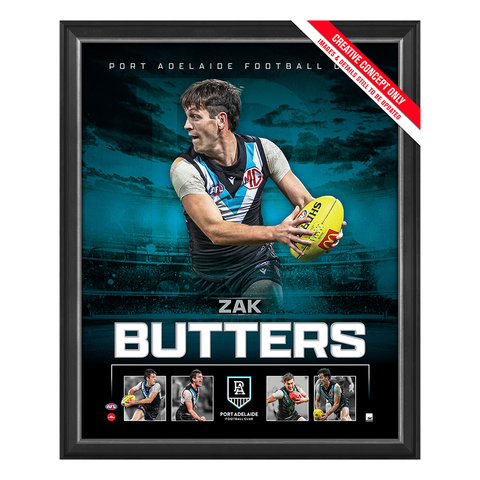 Zak Butters Port Adelaide 2023 Official AFL Sportsprint Framed - 5493