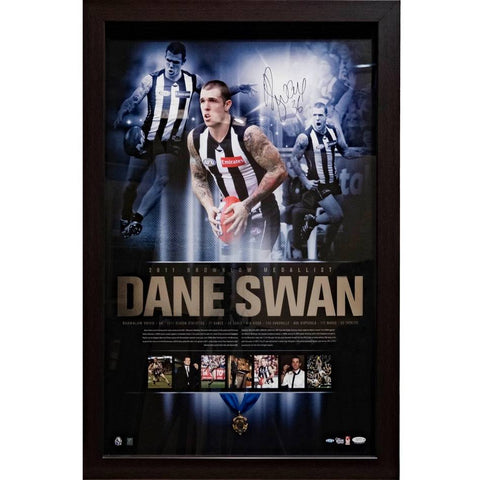 Dane Swan Signed Collingwood 2011 AFL Brownlow Official Lithograph Framed - 5519