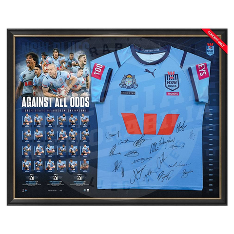 NSW Blues 2024 State Of Origin Champions Official Signed Jersey Framed - 5960