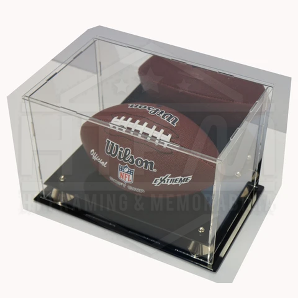 Deluxe Acrylic NFL Football Display Case With Gold Risers and Mirror Back Finish - 1799