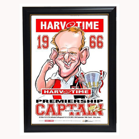 Darrel Baldock 1966 Vfl Premiership Captain Harv Time Print Framed - 3971