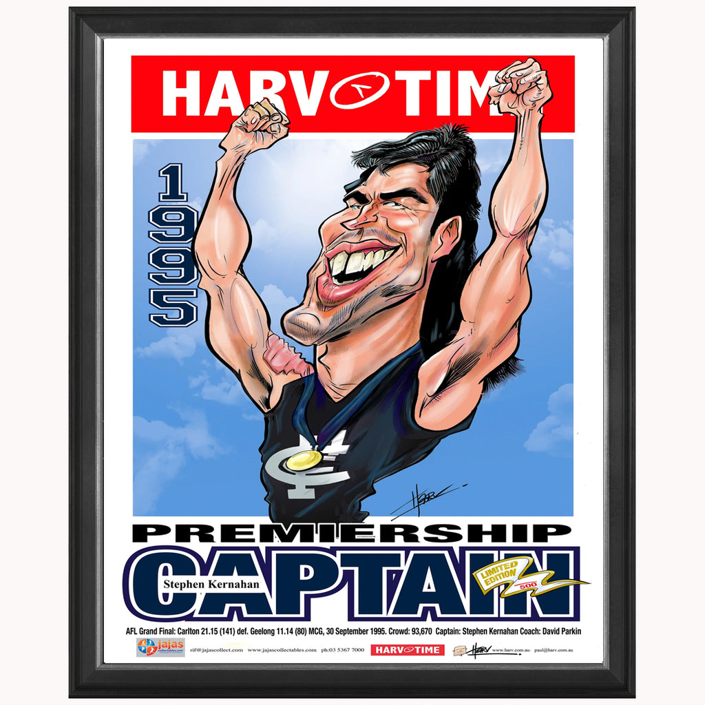 Stephen Kernahan 1995 Premiership Captain Harv Time L/E Print Framed - 5056