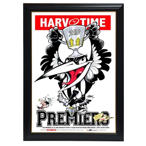2010 Original Collingwood Magpies Premiers, Harv Time Print Framed - 4235