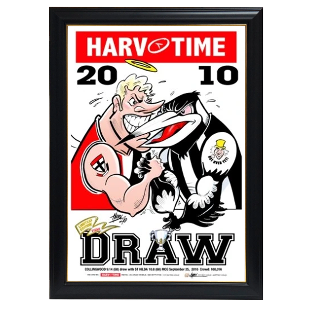 2010 Premiers, Collingwood v St Kilda Drawn Grand Final, Harv Time Print Framed - 4236