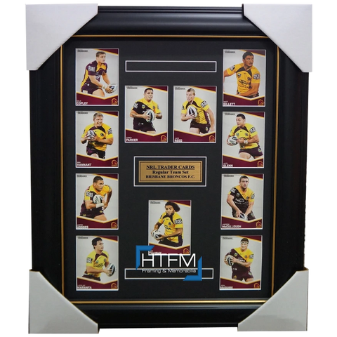 2014 Brisbane Broncos Nrl Traders Rugby League Common Card Complete Set Framed - 1757