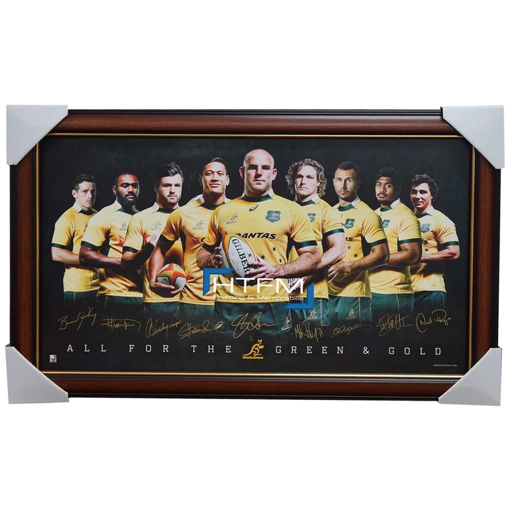 2015 World Cup Australia Wallabies Official Rugby Signed Print Framed Folau - 2554
