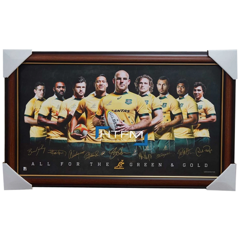 2015 World Cup Australia Wallabies Official Rugby Signed Print Framed Folau - 2554