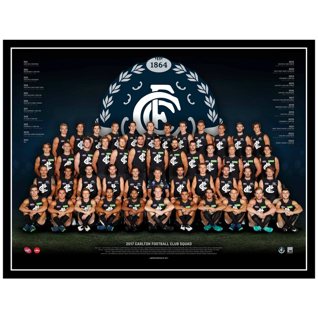 2017 Afl Official Carlton Blues Team Print Framed Marc Murphy Patrick Cripps - 3085