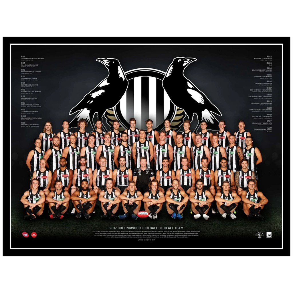 2017 Afl Official Collingwood Magpies Team Print Framed Pendlebury Taylor Adams - 3086