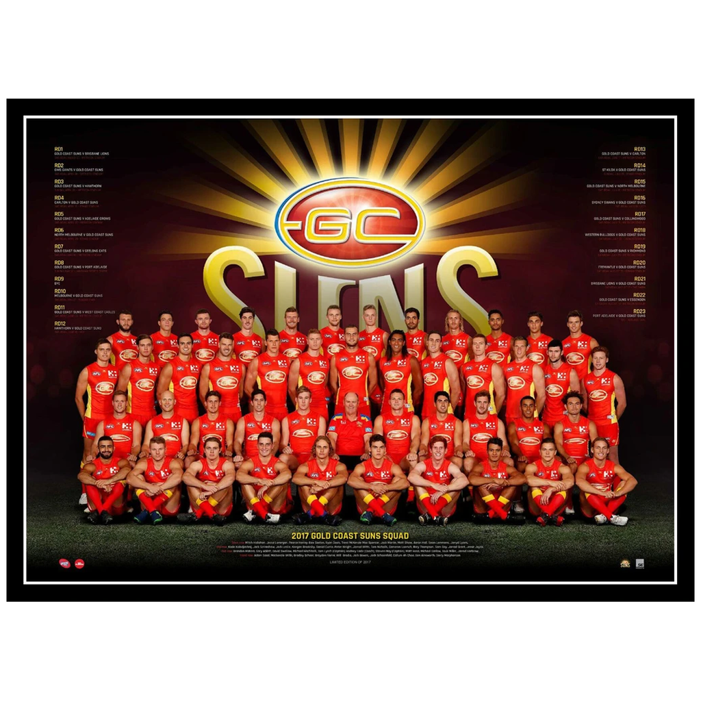 2017 Afl Official Gold Coast Suns Team Print Framed Tom Lynch Gary Ablett Jnr. - 3081