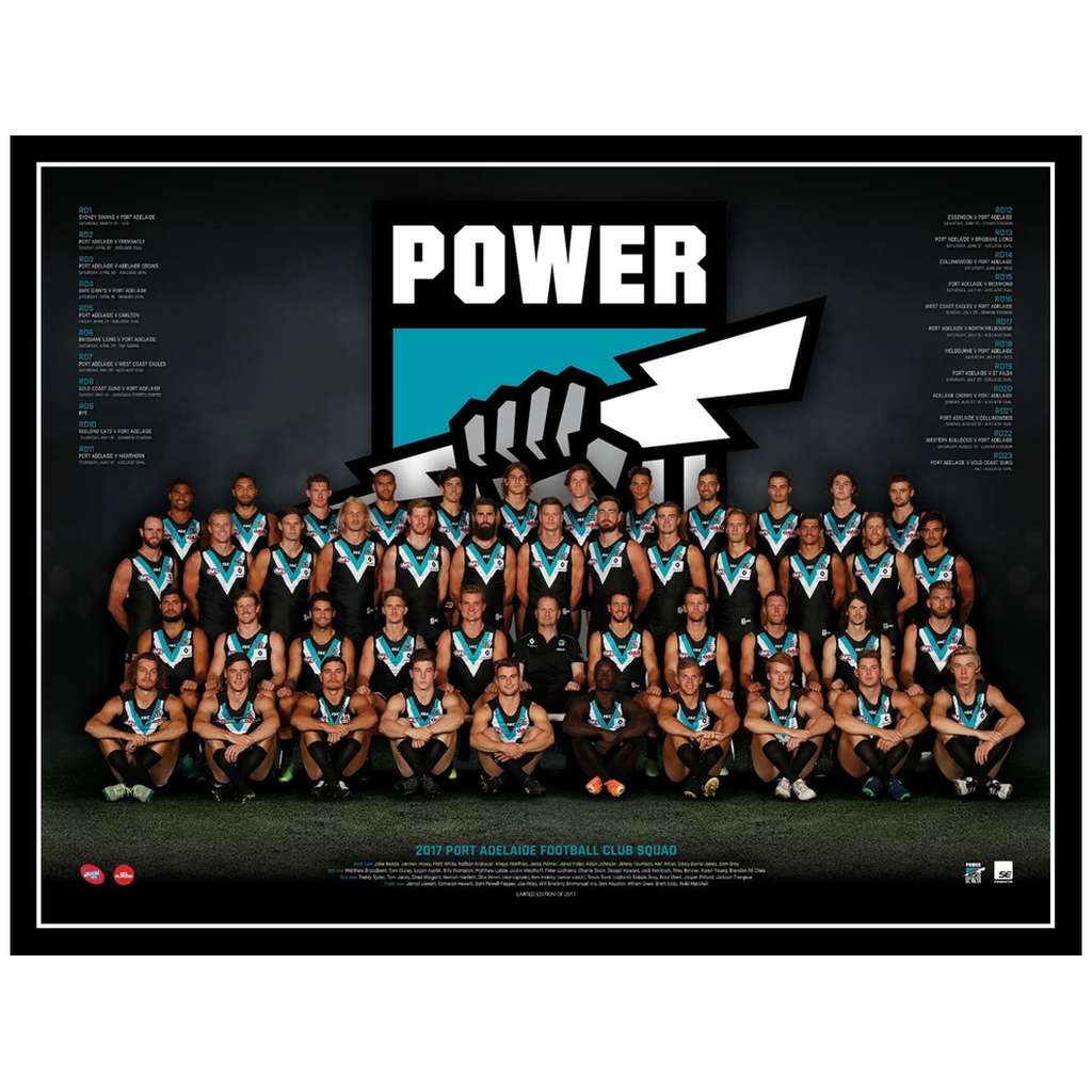 2017 Afl Official Port Adelaide Power Team Print Framed Boak Wines Wingard - 3088