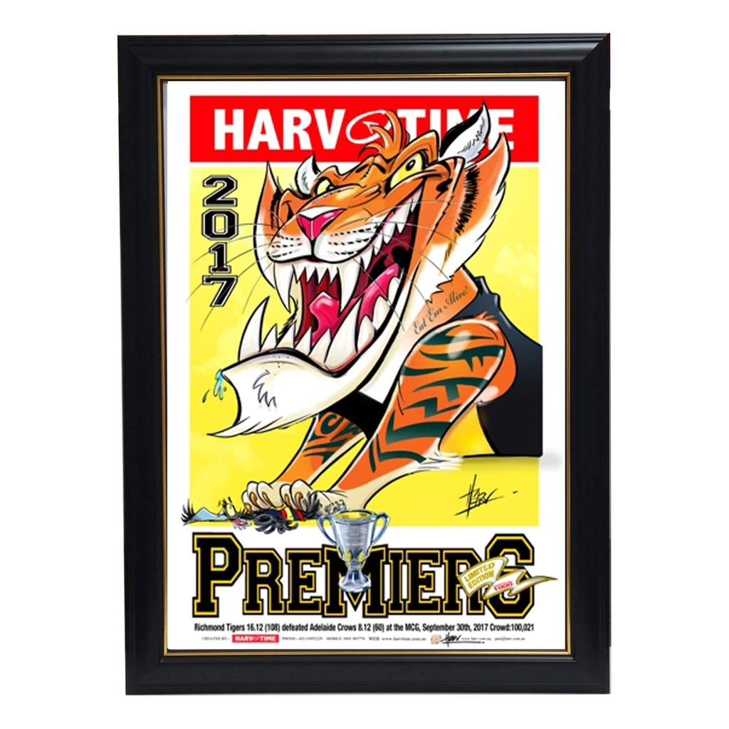 2017 Premiers Richmond Tigers Harv Time Limited Edition Print Framed - 3193