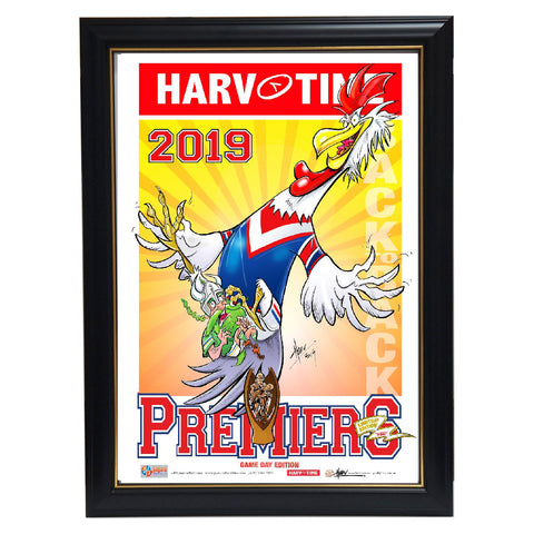Sydney Roosters 2019 Nrl Premiers Limited Edition Harv Time Print Framed Tedesco - 3841