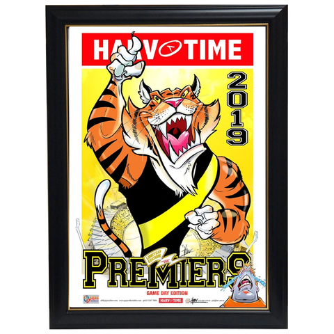 2019 Premiers Richmond Tigers Harv Time Match Day Limited Edition Print Framed - 3815