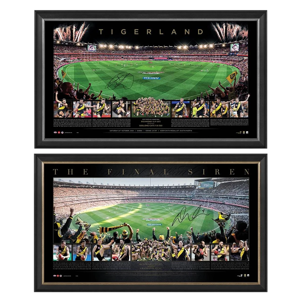 2020 & 2019 Afl Premiers Richmond Tigers Signed Trent Cotchin & Dustin Martin Print Framed Package - 4693