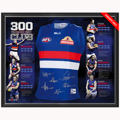 Western Bulldogs "The 300 Game Club" Signed Official AFL Jumper Framed - 4783