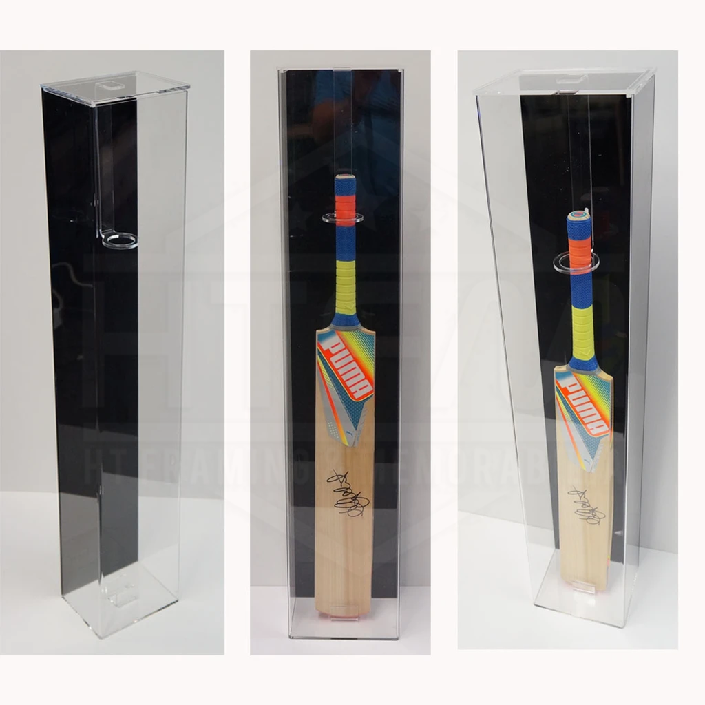 Full Size Cricket Bat Acrylic Display Case Black Back Finish Bbl Australia Big Bash - 3658