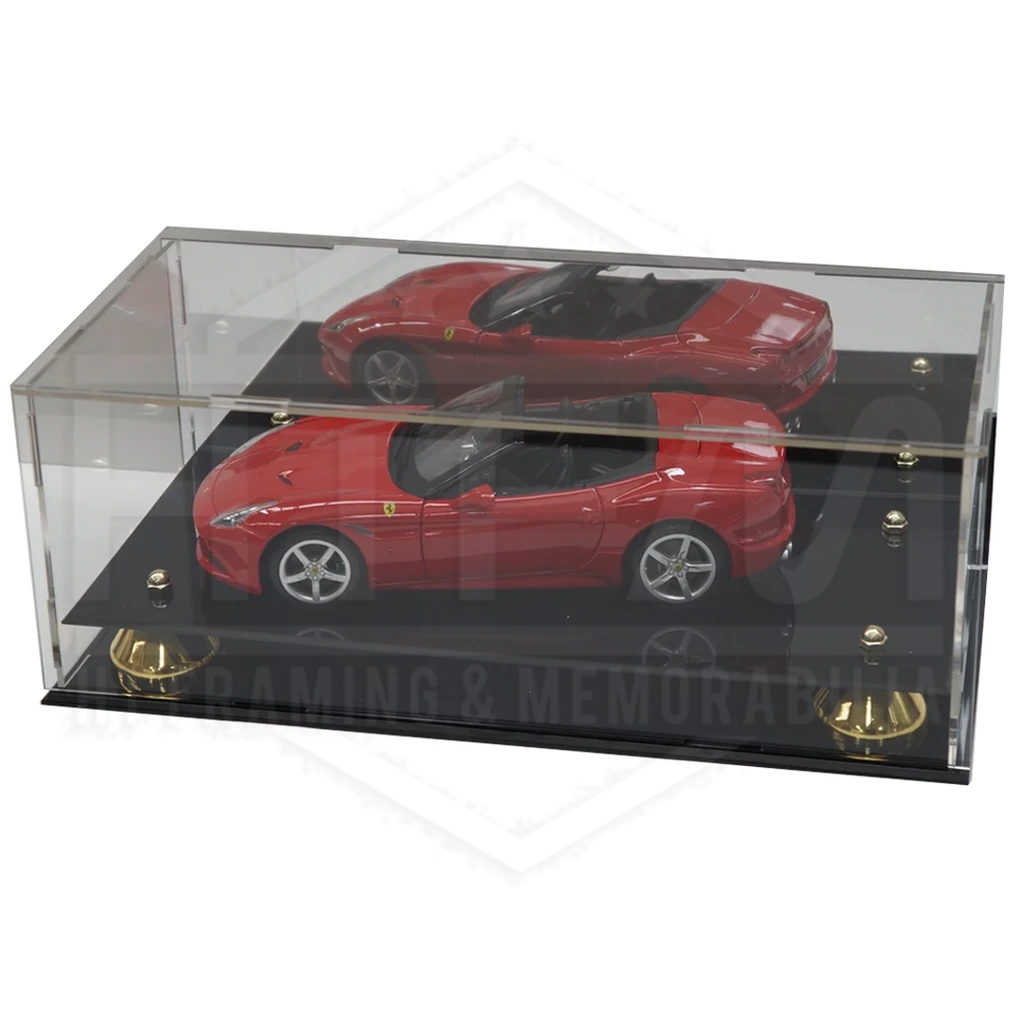 Deluxe Acrylic model car 1:18 display case with gold risers Mirror back finish - 3924