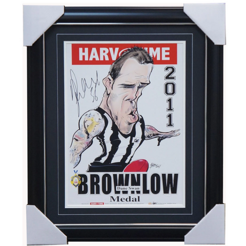 Dane Swan Signed Collingwood 2011 Brownlow Medal Harv Time Limited Edition Print Deluxe Frame - 3780