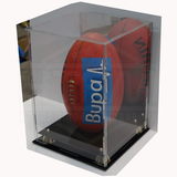 Deluxe Acrylic Afl Vertical Football Display Case With Gold Risers and Mirror Back Finish - 4529