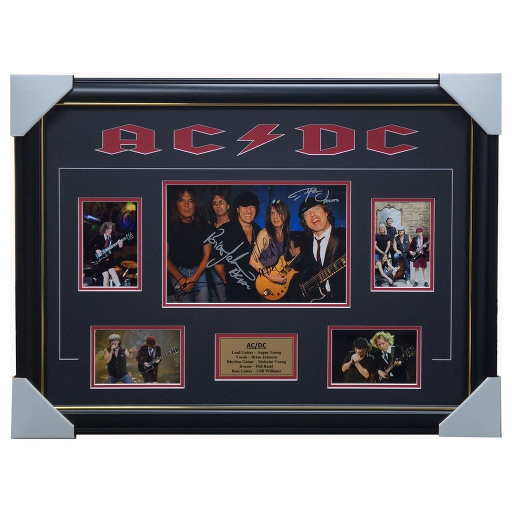Ac/dc Signed Photo Collage Framed Angus Young Brian Johnson - 1903