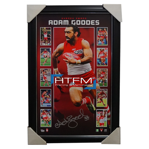 Adam Goodes Signed Sydney Swans Vertiramic Print Framed Official Afl Memorabilia - 1862