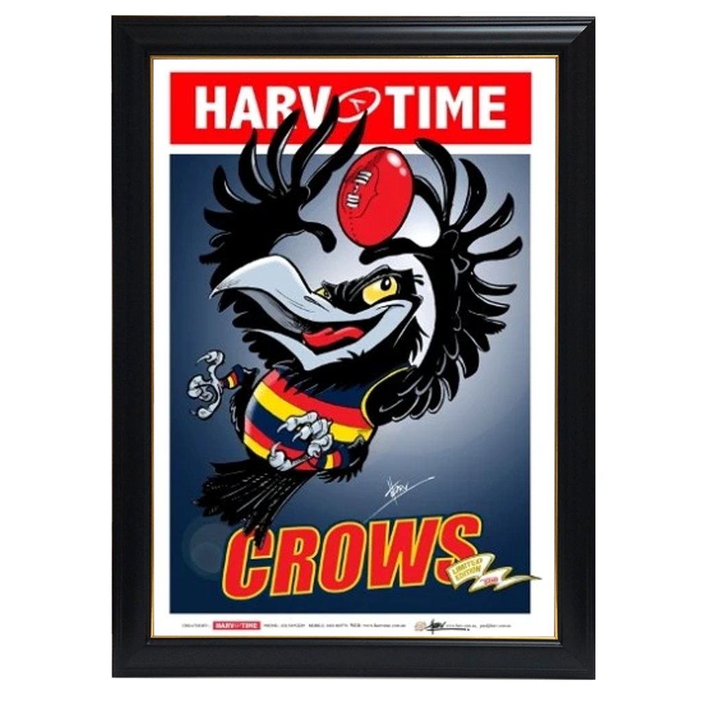 Adelaide Crows, Mascot Harv Time Print Framed - 4218