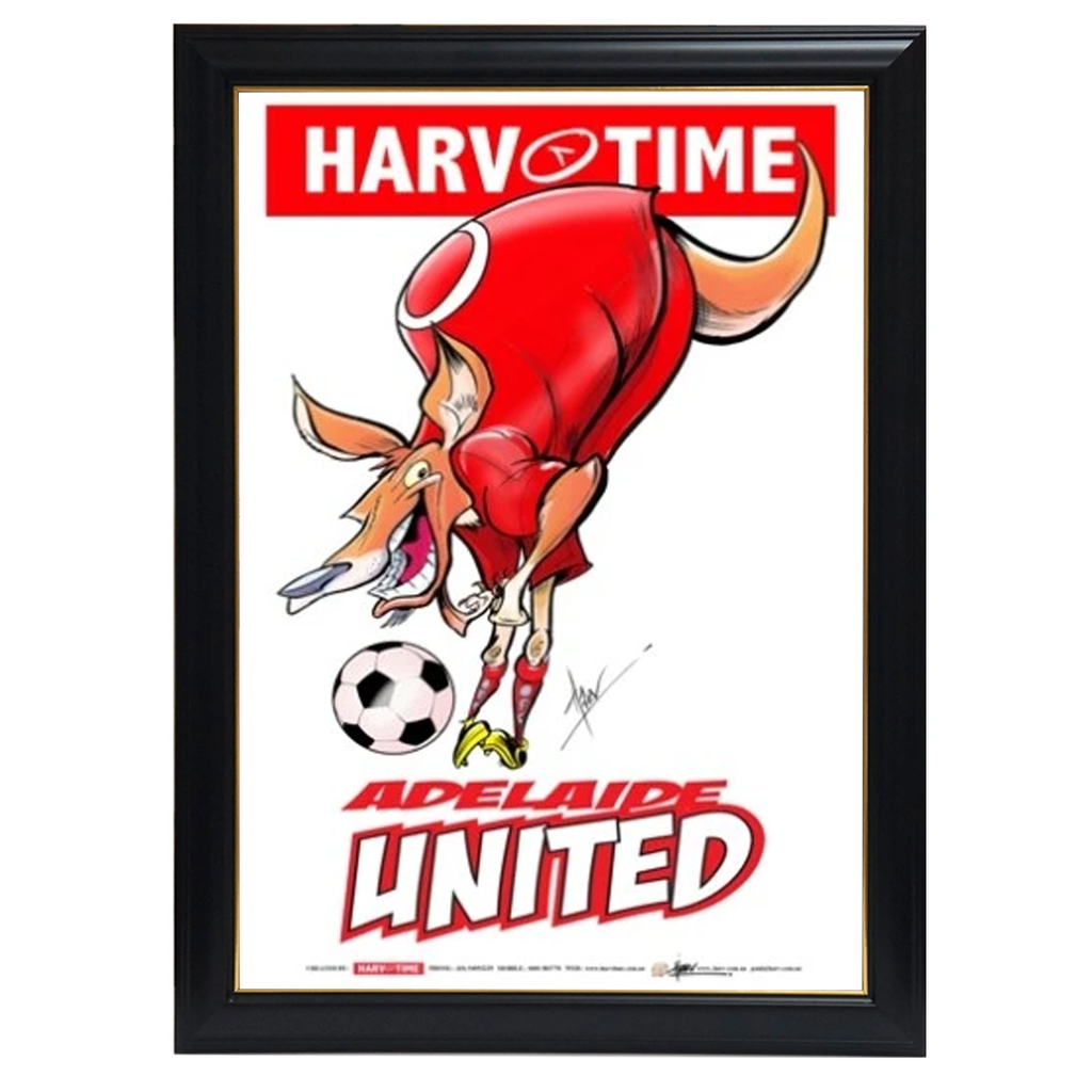 Adelaide United, a-league Mascot Harv Time Print Framed - 4188