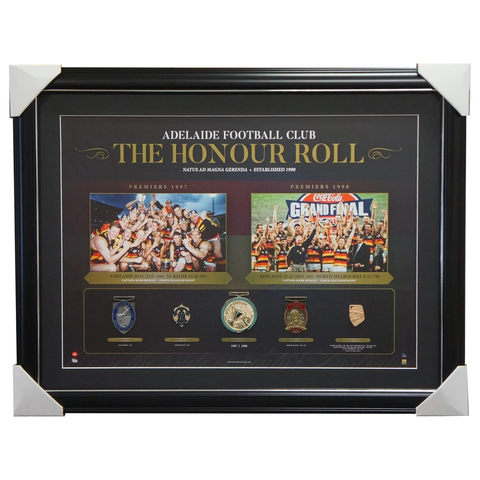 Adelaide Crows Afl Honour Roll With Medallions Print Framed 1997 1998 Premiers - 3007