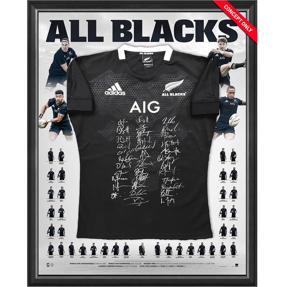 All Blacks Signed 2021 Official NZRU Rugby Team Jersey Framed - 4854 Number 1 Edition