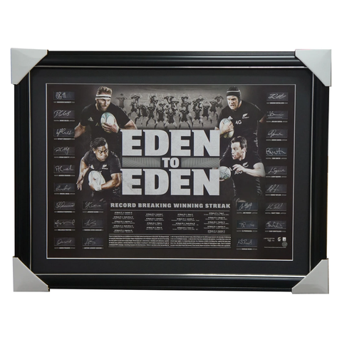 All Blacks Signed Rugby Union Eden to Eden 2016 World Record Team Lithograph Framed - 2977