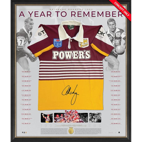 Allan Langer Brisbane Broncos Signed Official Guernsey Framed - 5256