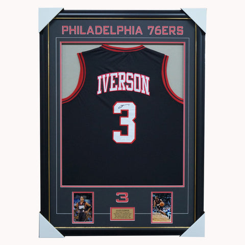 Allen Iverson Signed #3 Philadelphia 76ers Jersey Framed 1997 Rookie of the Year - 4465