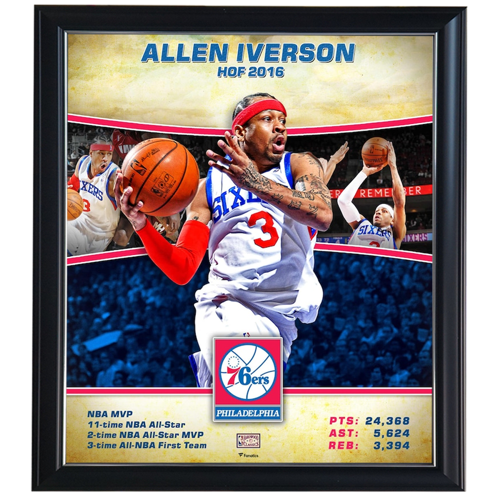 Allen Iverson Philadelphia 76ers Player Collage Official Nba Print Framed - 4354