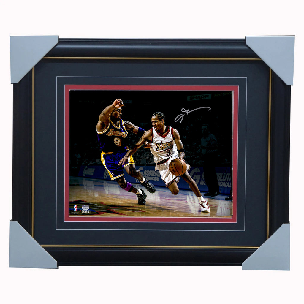 Allen Iverson Signed Philadelphia 76ers Photograph with Kobe Bryant NBA Official Fanatics Frame - 4970