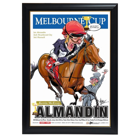 Almandin, 2016 Melbourne Cup, Harv Time Print Framed - 4057