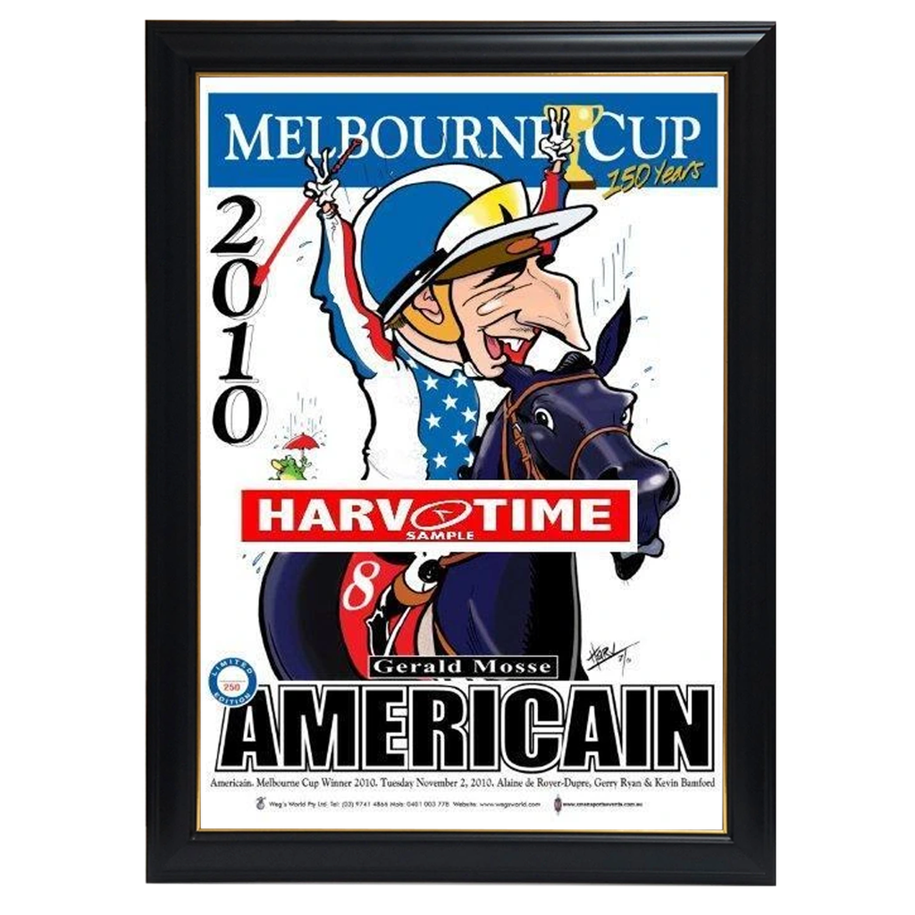 Americain, 2010 Melbourne Cup, Harv Time Print Framed - 4122