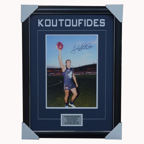 Anthony Koutoufides Carlton Signed Photo Framed Last Game - 1834