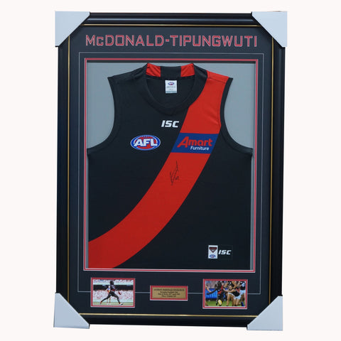 Anthony Mcdonald-Tipungwuti Signed Essendon Official AFL L/E Jumper Framed - 4480