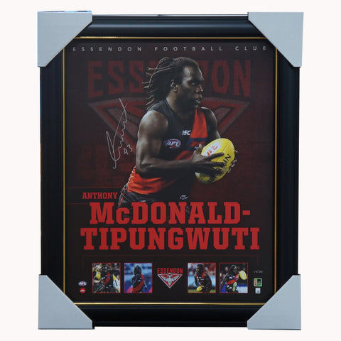 Anthony Mcdonald Tipungwuti Signed Essendon Official Deluxe AFL L/E Print Framed - 4475