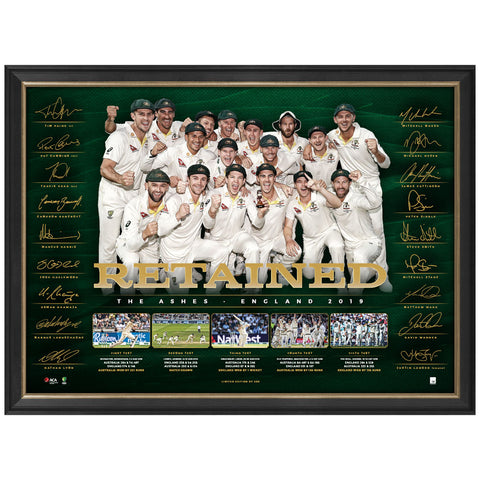 Australia Cricket Ashes Retained 2019 Official Acb Signed Sportsprint Framed - 3776